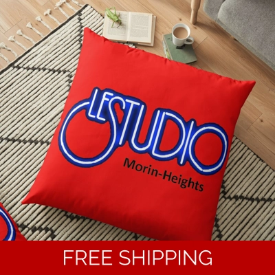 Floor Pillow Case White & Blue Logo MH Black